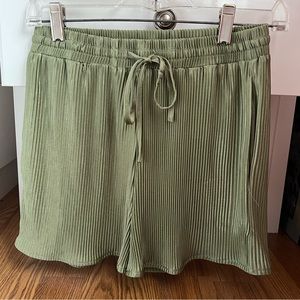 Kittenish Green Textured Satin Shorts